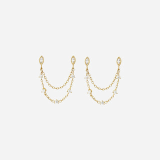 Crystal Chain Stiftörhängen 925 Silver 18K Guldpläterat