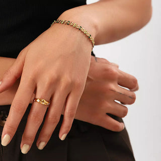 Olive Leaves Halsband + Armband Smyckesset 18K Guldpläterat