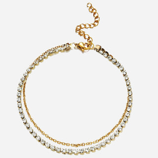 Crystal Zirconia Ankelkedja 18K Guldpläterat 3mm