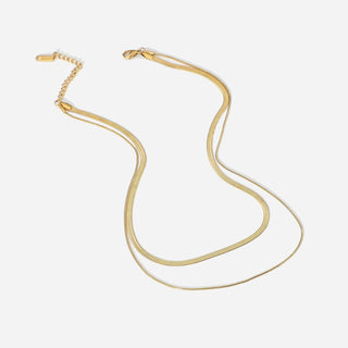 Flat Snake Layer Choker Smyckesset 18K Guldpläterad