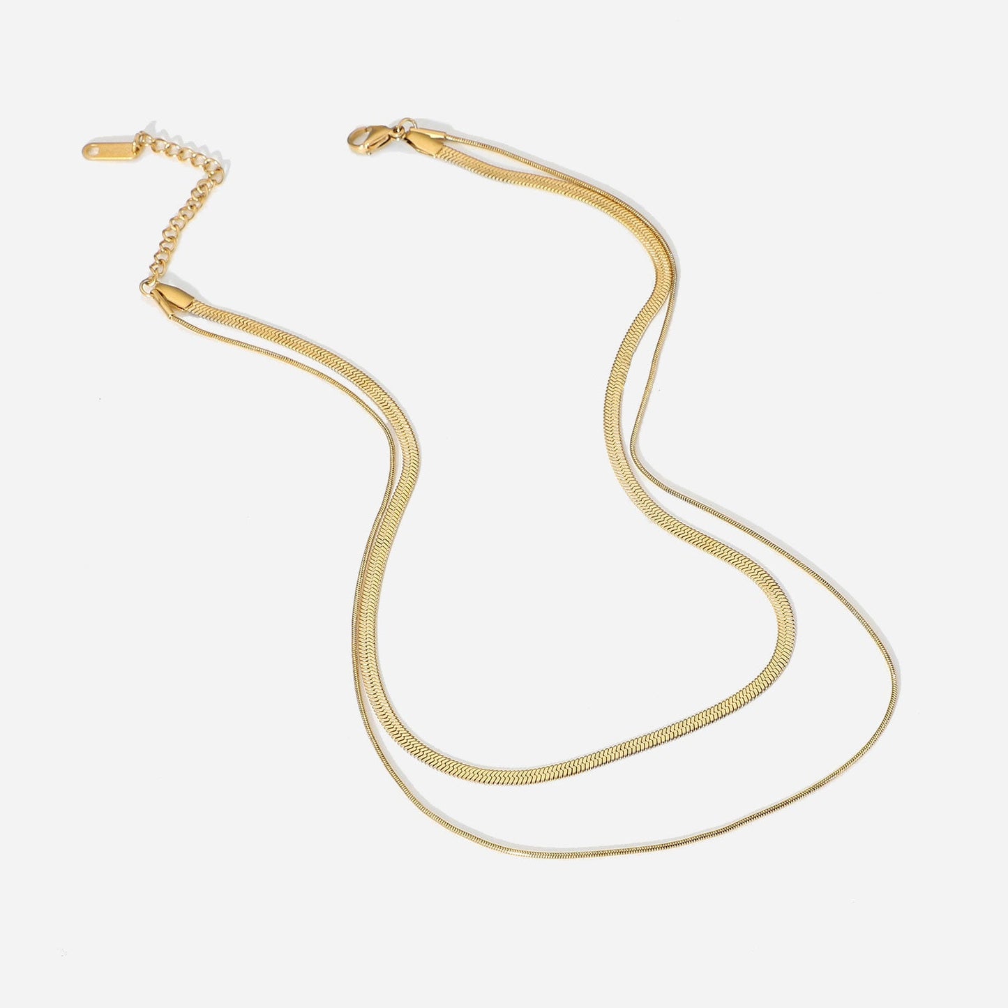 Flat Snake Layer Choker Smyckesset 18K Guldpläterad