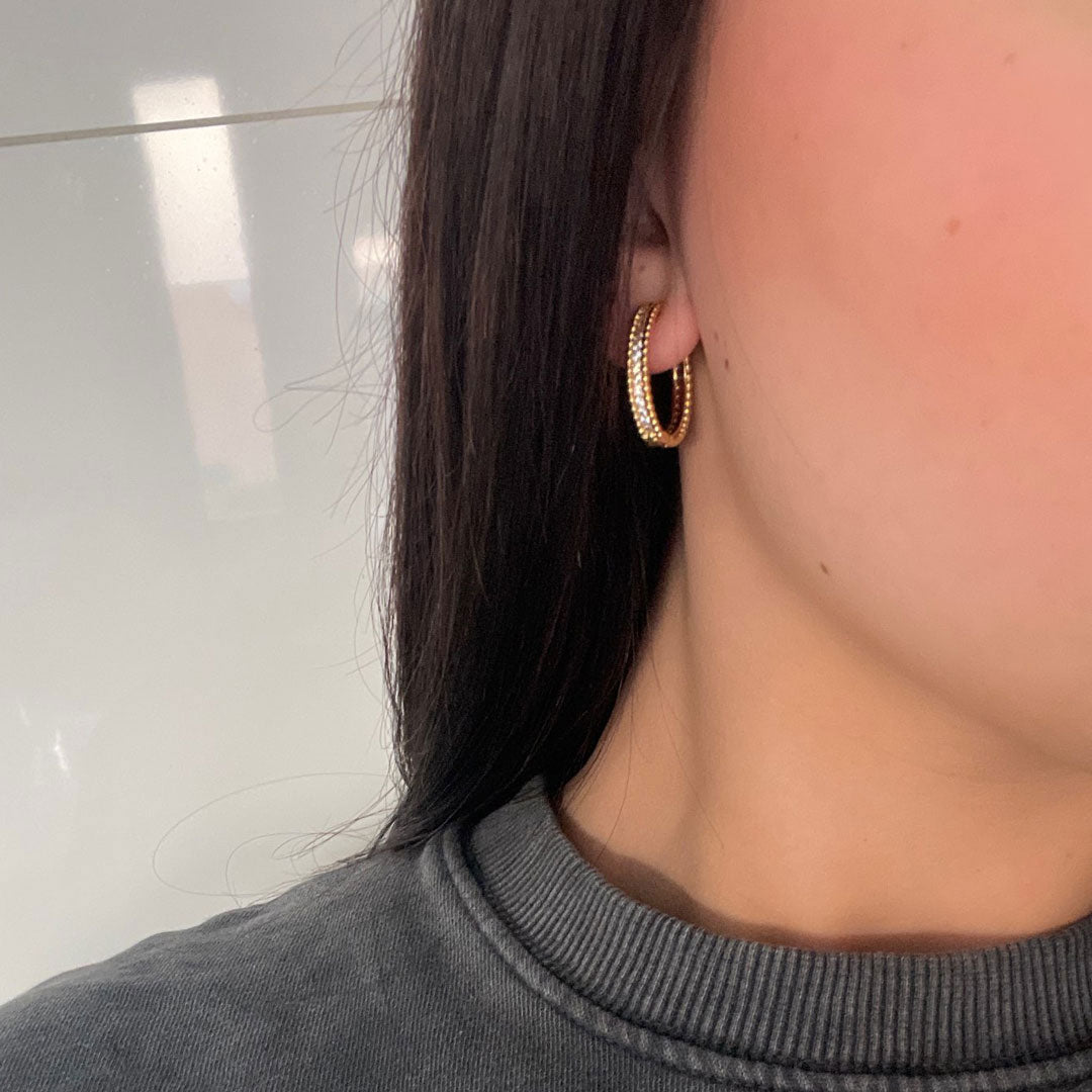 Round Zirconia Hoops 18K Guldpläterad