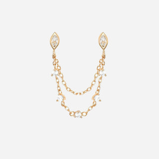 Crystal Chain Stiftörhängen 925 Silver 18K Guldpläterad