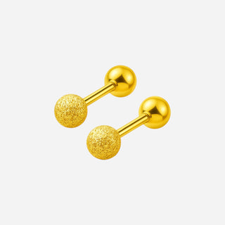 Small Frosted Beads Stiftörhängen 925 Silver 18K Guldpläterat