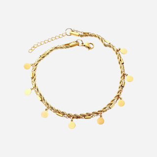 Rope Coin Ankelkedja 18K Guldpläterat