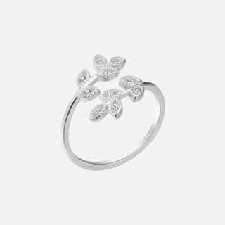 Cute Zirconia Leaf Ring 925 Silver