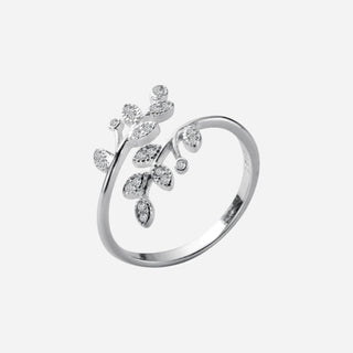Zirconia Deluxe Leaf Ring 925 Silver