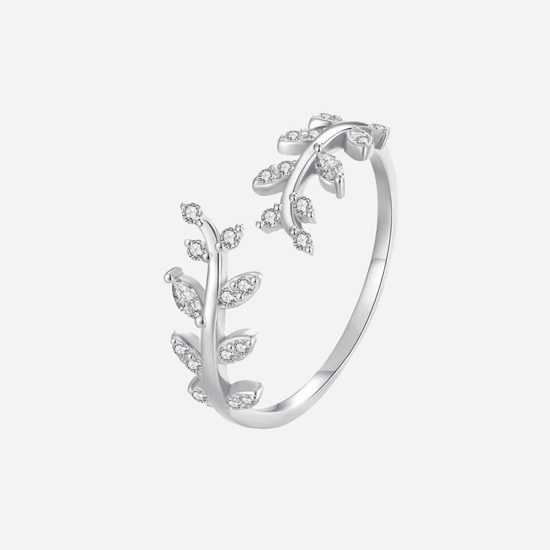 Zirconia Leaf Ring 925 Silver