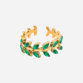 Classic Zirconia Green Ring 18K Guldpläterat
