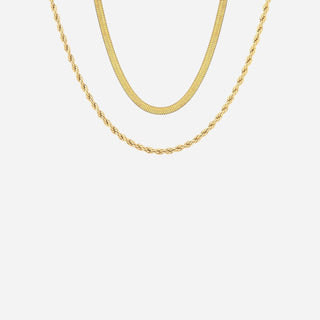 Snake Choker + Rope Smyckesset 18K Guldpläterat 2mm