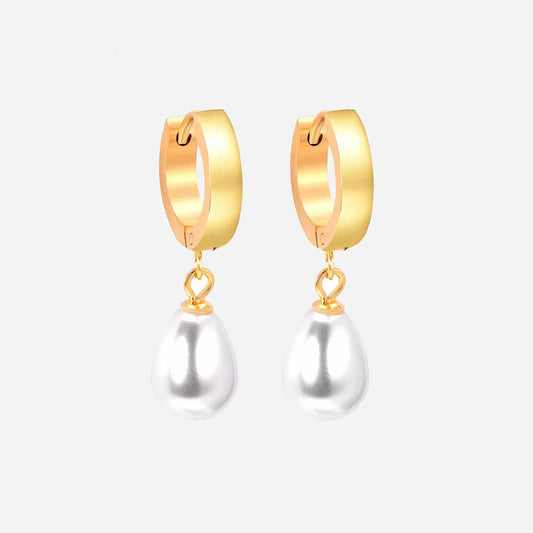 Classic Pearl Hoops 18K Guldpläterad