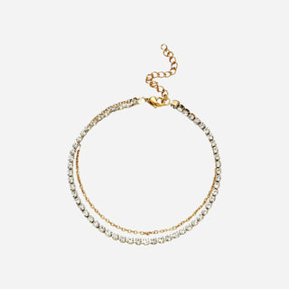 Crystal Zirconia Ankelkedja 18K Guldpläterat 3mm