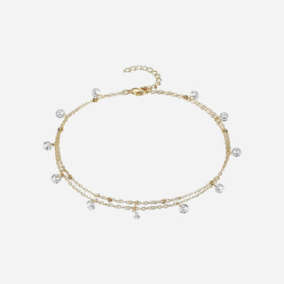 Zirconia Beads Ankelkedja 18K Guldpläterat