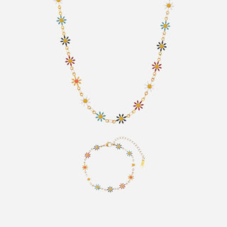Daisy Summer Halsband + Armband Smyckesset 18K Guldpläterat
