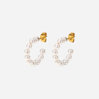 Small Glam Pearl Hoops 18K Guldpläterat
