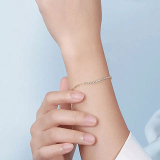 Small Crystal Armband 925 Silver 18K Guldpläterat 2mm