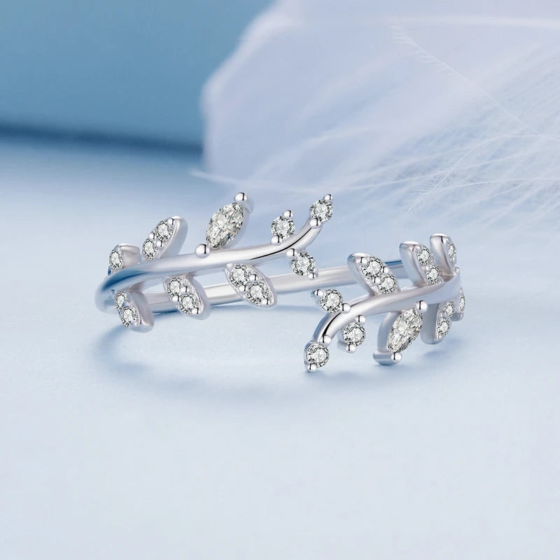 Zirconia Leaf Ring 925 Silver