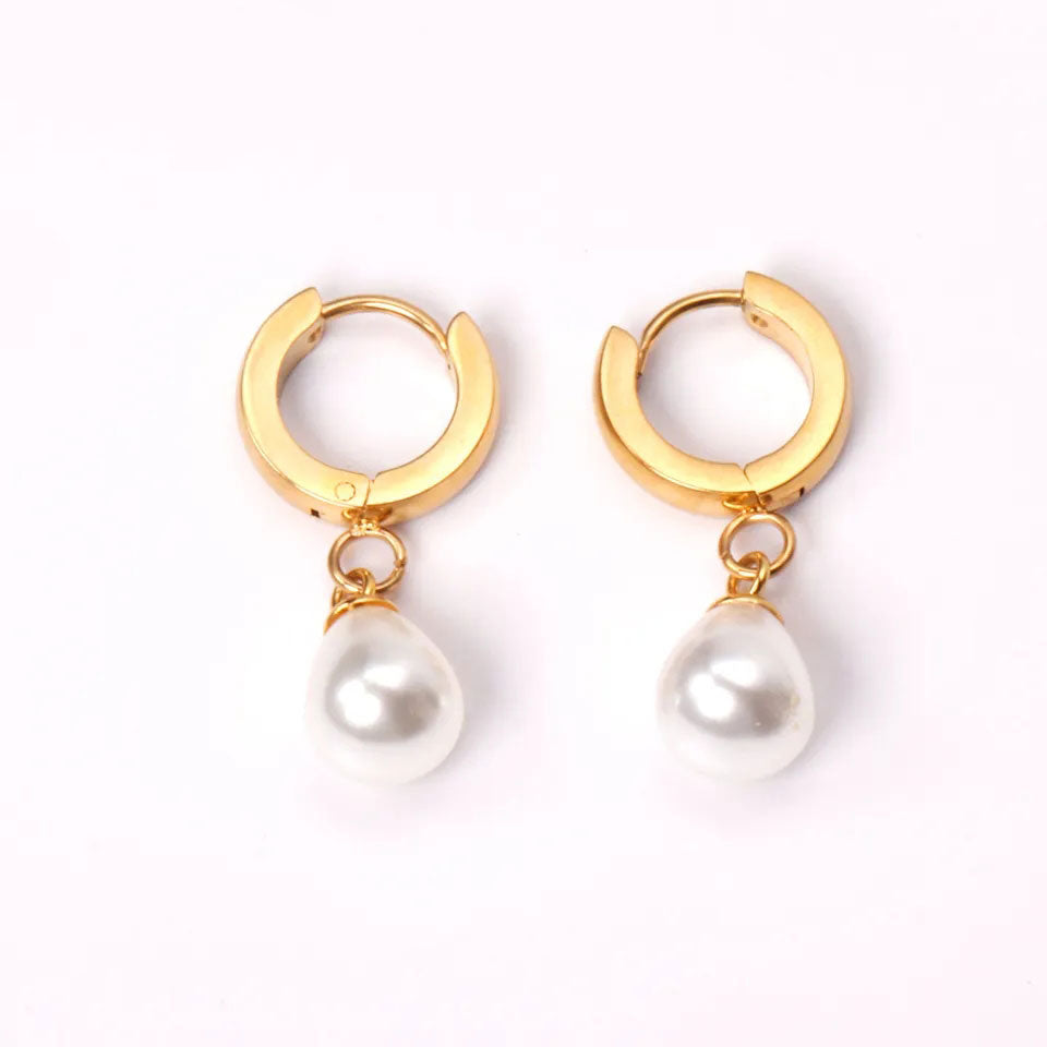 Classic Pearl Hoops 18K Guldpläterad