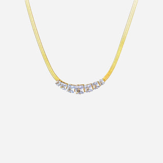 Flat Snake Choker Square White Zirconia 18K Guldpläterat 2mm