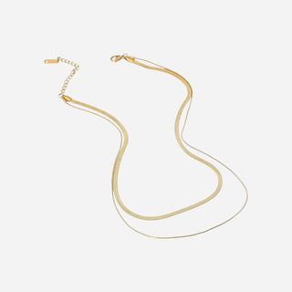 Flat Snake Layer Choker Smyckesset 18K Guldpläterat