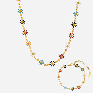 Daisy Summer Halsband + Armband Smyckesset 18K Guldpläterad