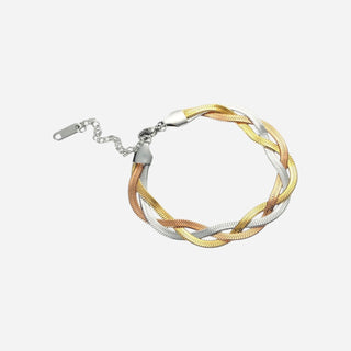 Triple Twisted Flat Snake Armband 18K Rosa/Guldpläterat 7mm