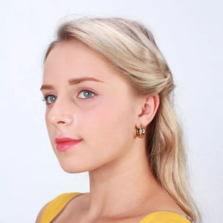 Round Crystal Örhängen 18K Guldpläterat