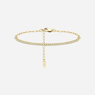 Small Crystal Armband 925 Silver 18K Guldpläterat 2mm