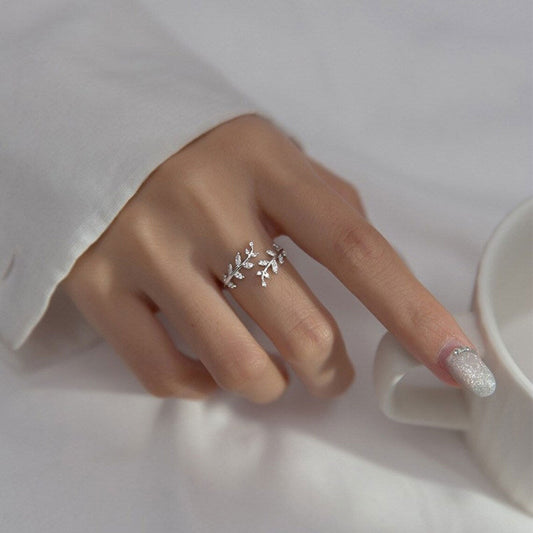 Zirconia Leaf Ring 925 Silver