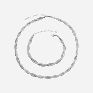 Twisted Flat Snake Choker + Armband Smyckesset