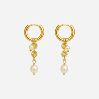 Sunburst Freshwater Pearl Örhängen 18K Guldbelagt