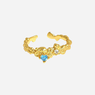 Blå Zirconia Ring 925 Silver 18K Guldpläterat