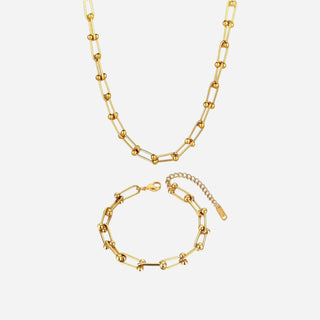 Olive Leaves Halsband + Armband Smyckesset 18K Guldpläterat