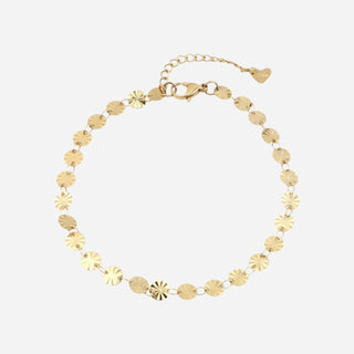 Round Sunburst Ankelkedja 18K Guldpläterat