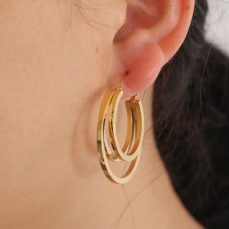 Golden Triple Hoops 18K Guldpläterad