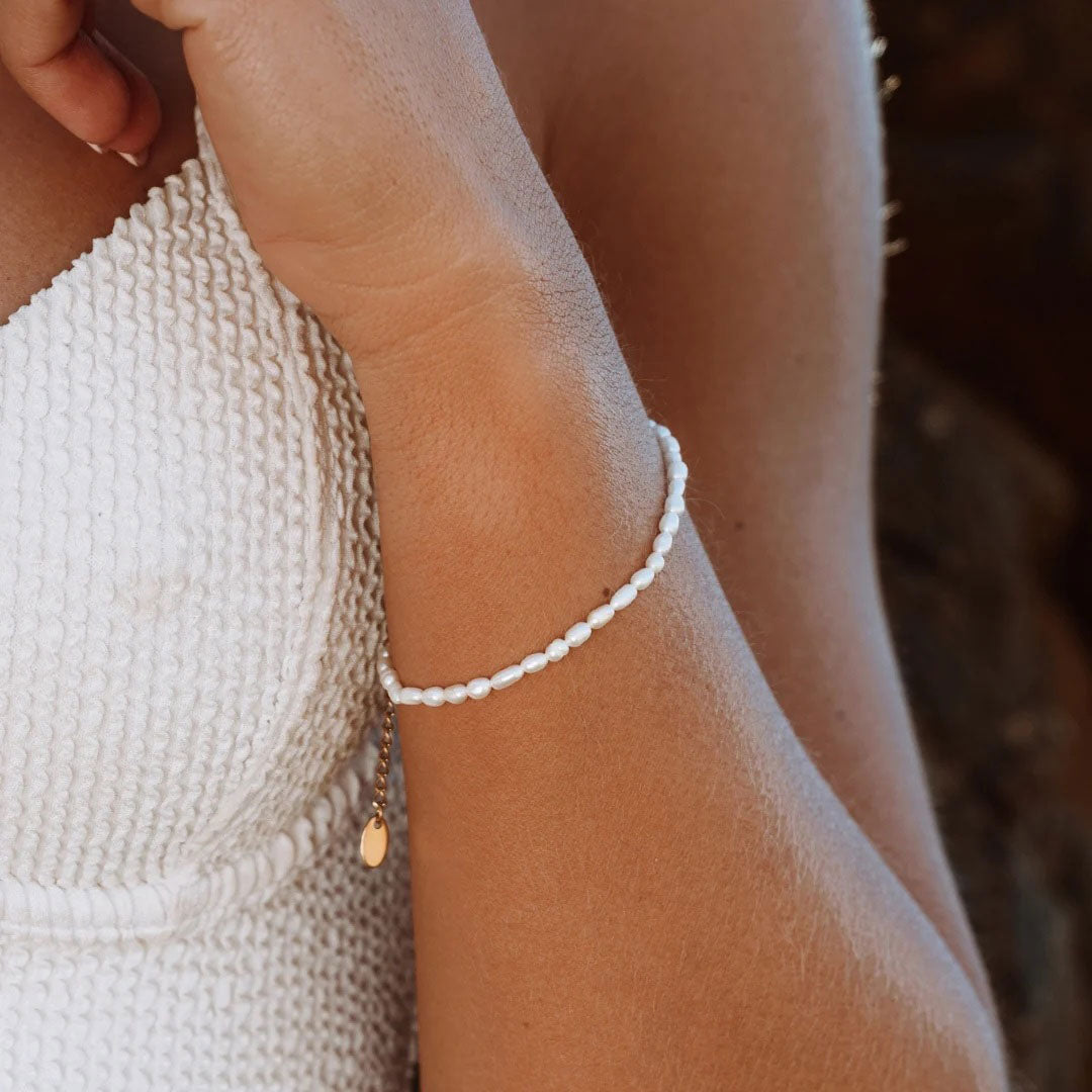 Minimalist Pearl Armband 4mm 18K Guldpläterad