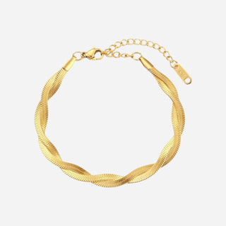 Twisted Flat Snake Ankelkedja 18K Guldpläterat 4mm