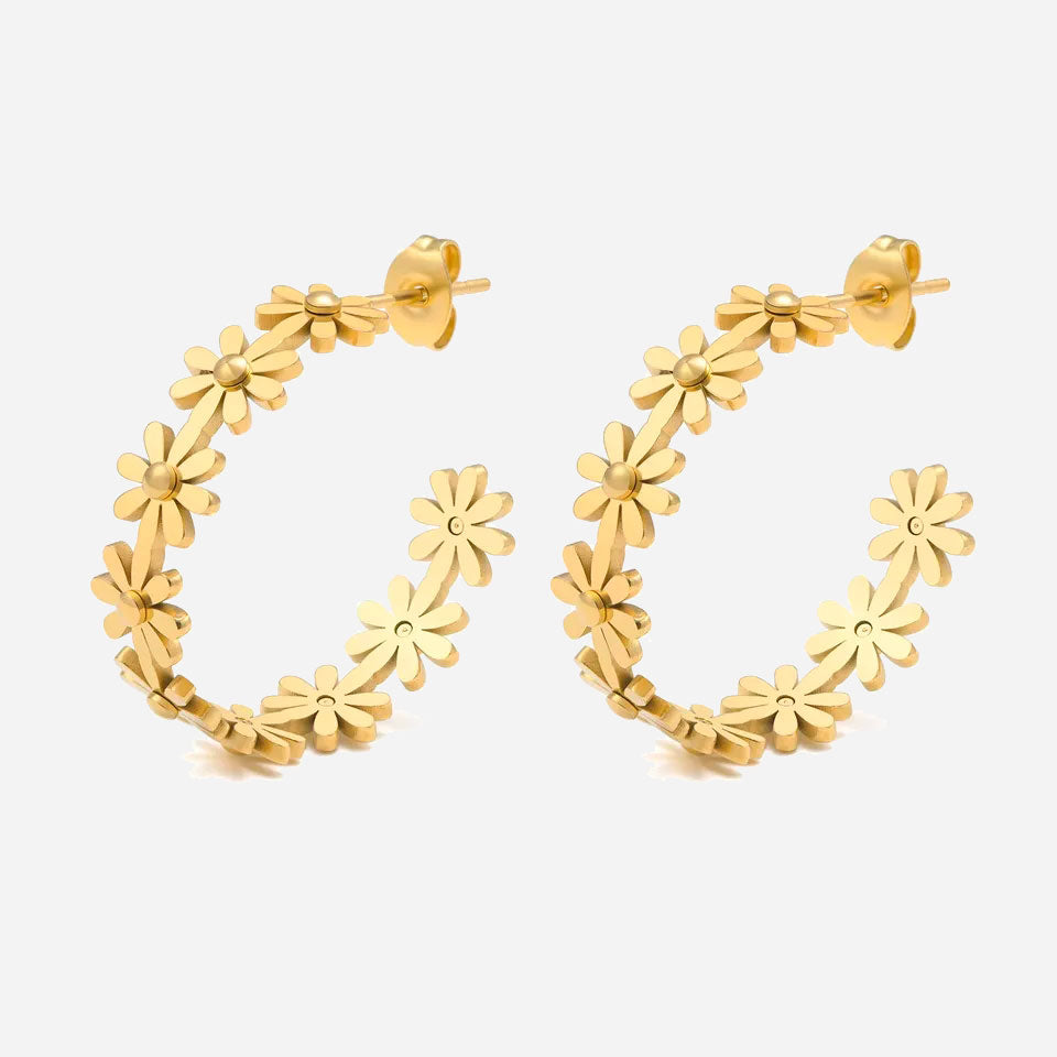 Flower Hoops 18K Guldpläterad