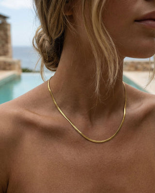 Flat Snake Choker 18K Guldpläterat 3mm