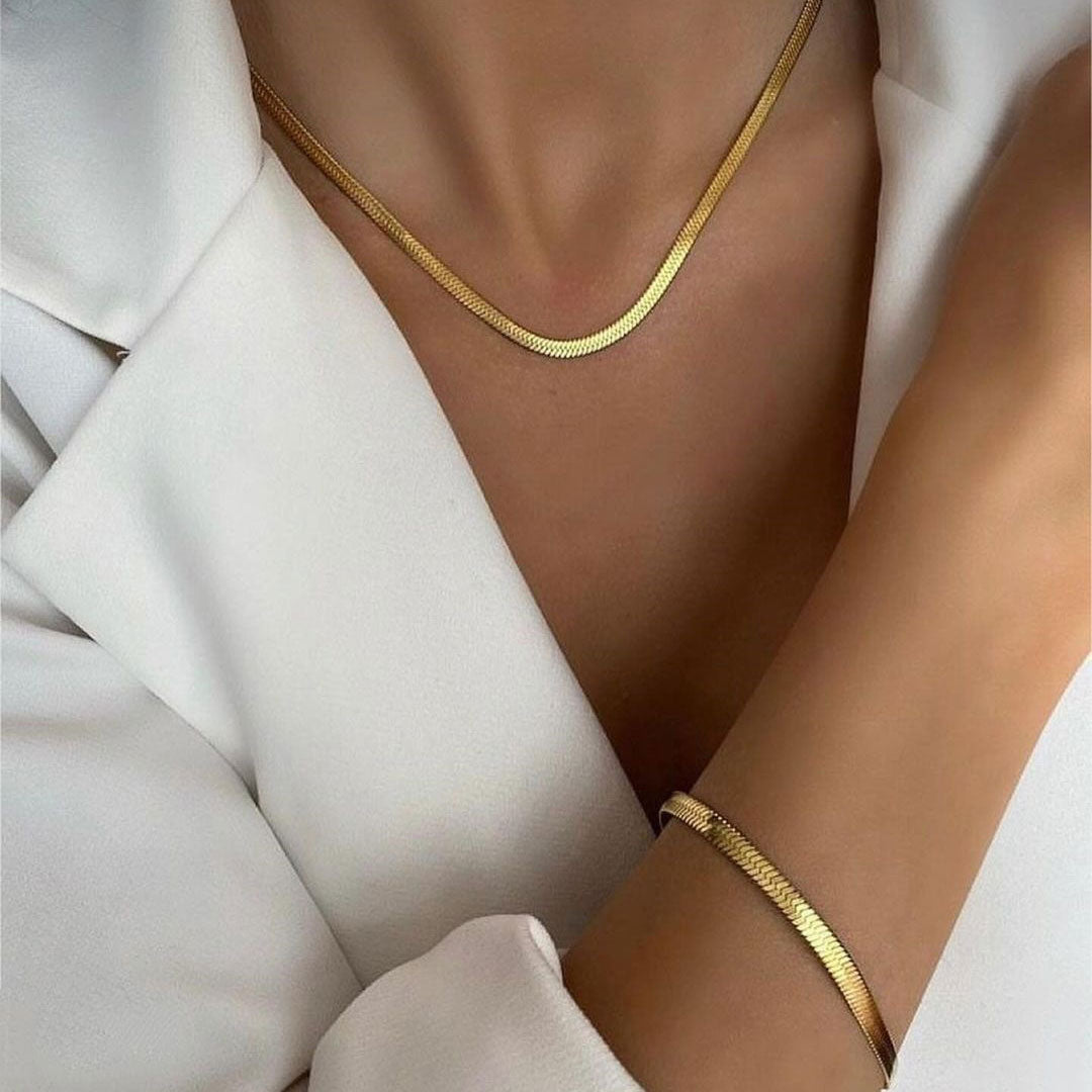 Snake Choker + Armband Smyckesset 18K Guldpläterad