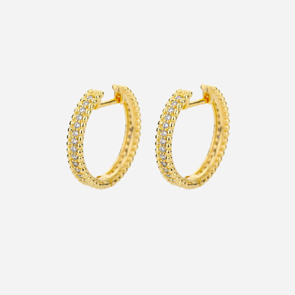 Round Zirconia Hoops 18K Guldpläterad