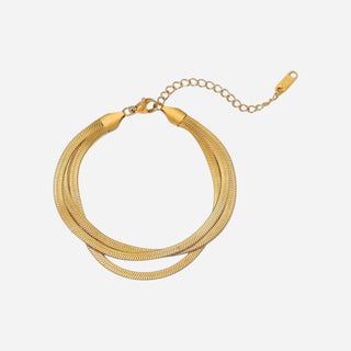 Triple Flat Snake Armband 18K Guldpläterat 9mm