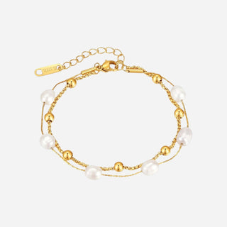 Natural Pearl Layer Armband 18K Guldpläterat