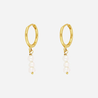 Small Freshwater Pearl Hoops 925 Silver 18K Guldpläterat