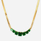 Flat Snake Choker Square Green Zirconia 18K Guldpläterad 2mm