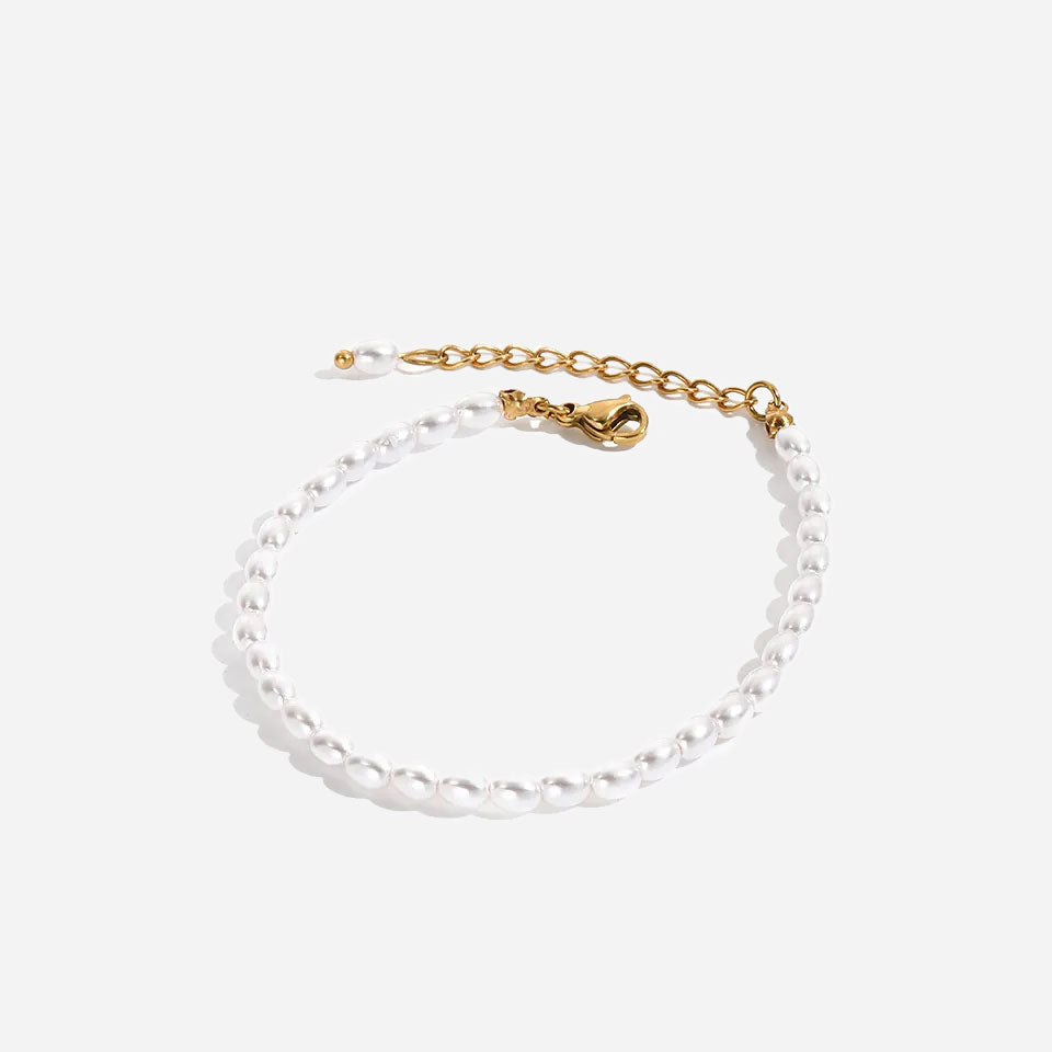 Minimalist Pearl Armband 4mm 18K Guldpläterad