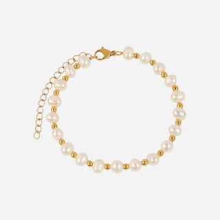 Beaded Freshwater Pearl Armband 18K Guldpläterat