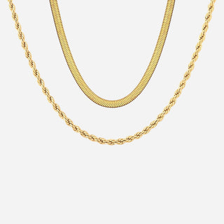 Snake Choker + Rope Smyckesset 18K Guldpläterad 2mm