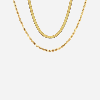 Snake Choker + Rope Smyckesset 18K Guldpläterad 2mm