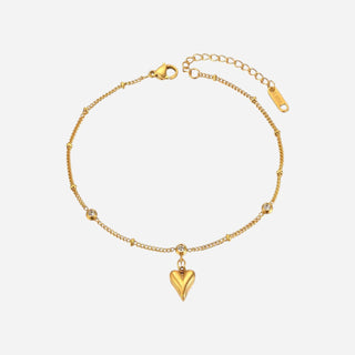 Heart Charm Ankelkedja 18K Guldpläterat